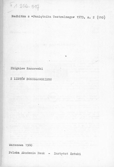 Z listów Bogusławskiego  / [zebr., wyd.] Zbigniew Raszewski.